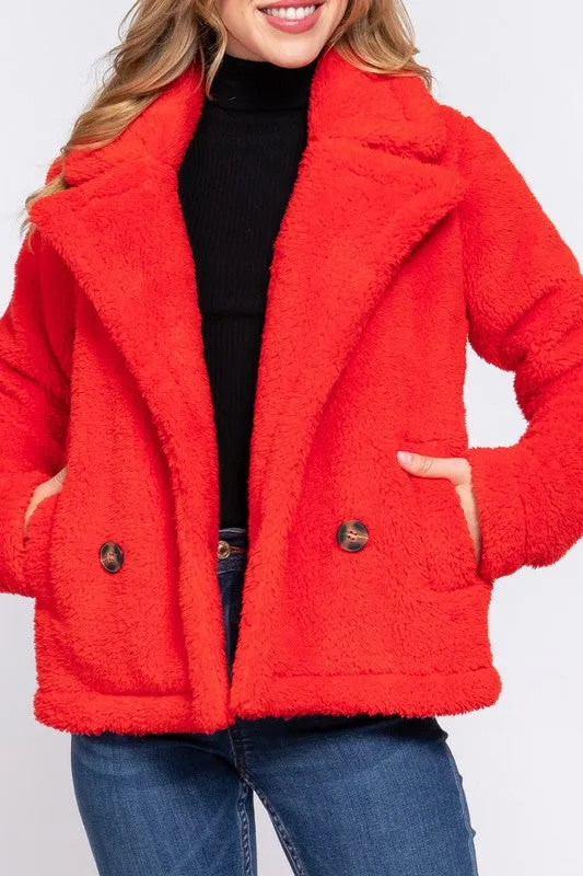 NOTCHED COLLAR SHERPA JACKET