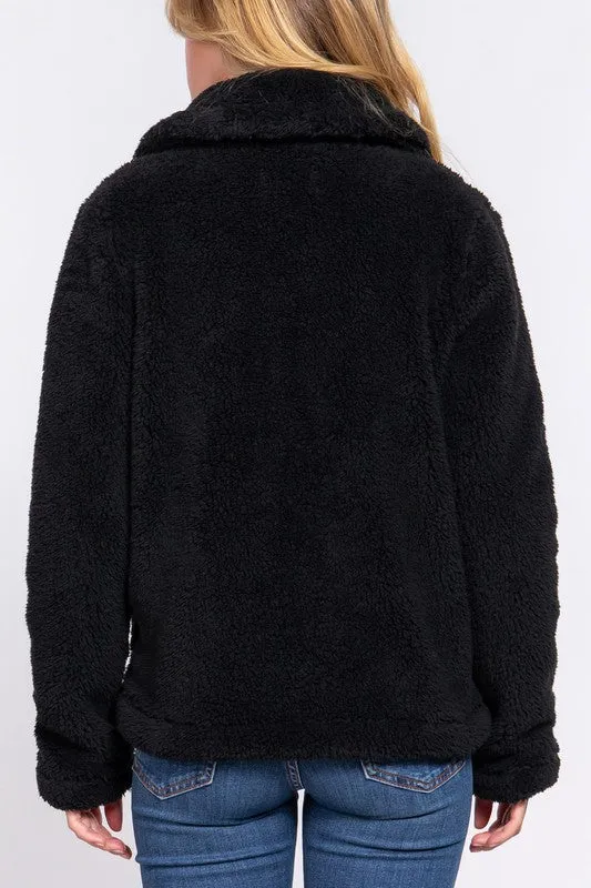 NOTCHED COLLAR SHERPA JACKET