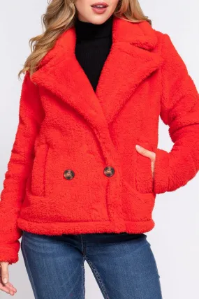 NOTCHED COLLAR SHERPA JACKET