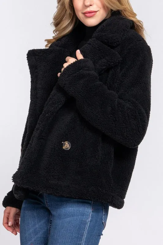 NOTCHED COLLAR SHERPA JACKET