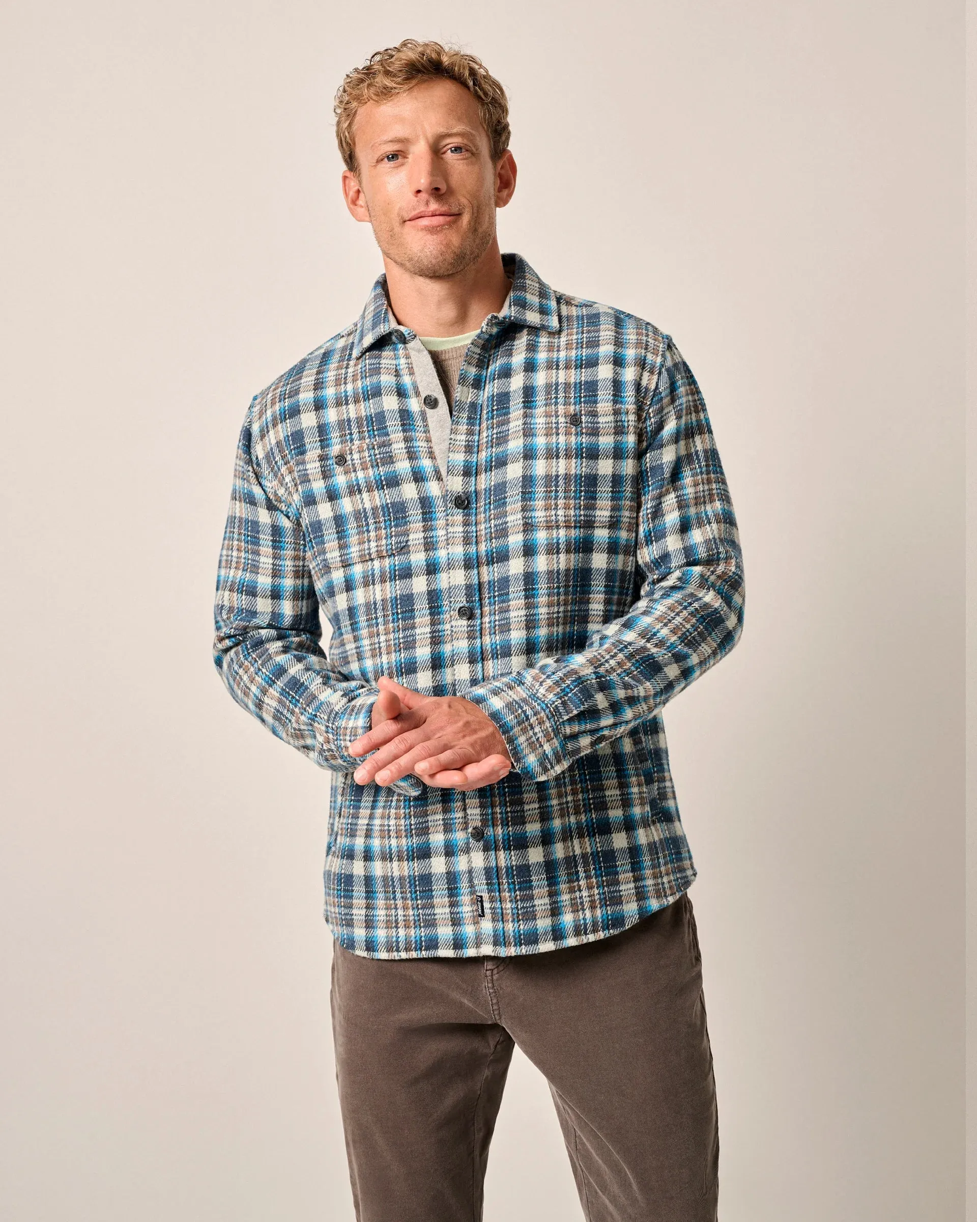 Opry Flannel Shacket in Laguna Blue by Johnnie-O