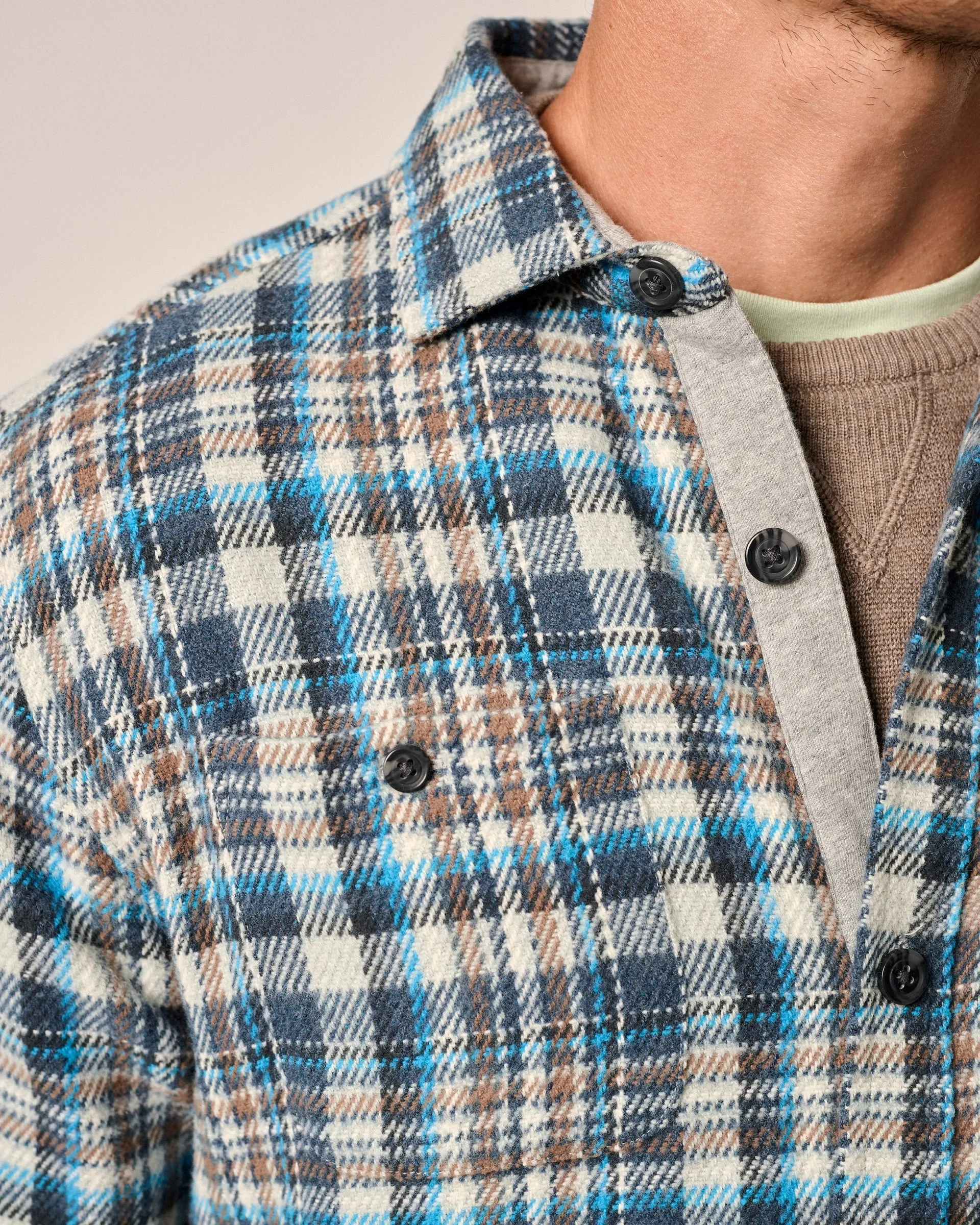 Opry Flannel Shacket in Laguna Blue by Johnnie-O