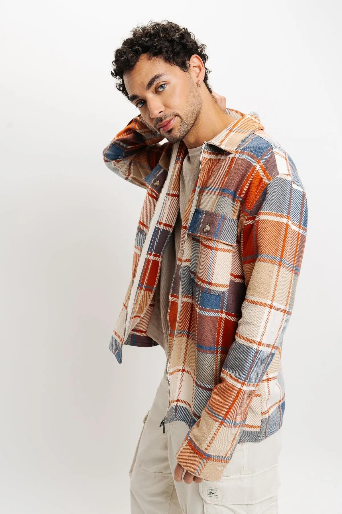 Orange Checks Men's Shacket