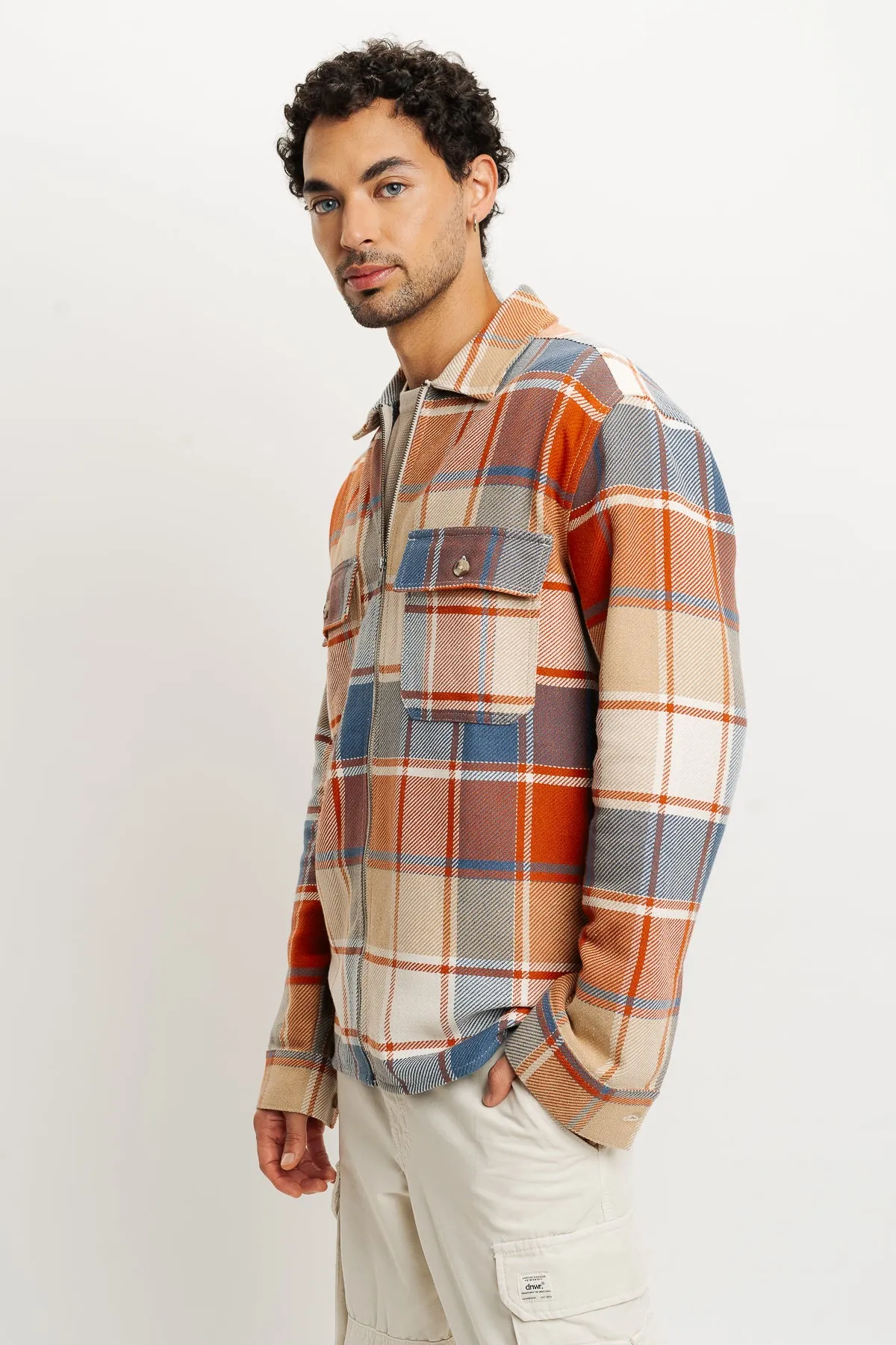 Orange Checks Men's Shacket