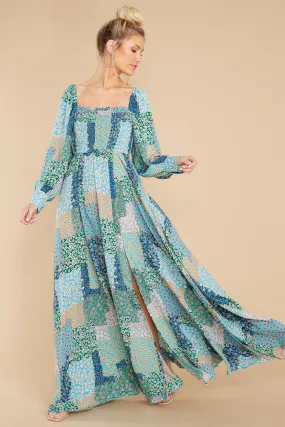 Patchwork Posies Green Floral Print Maxi Dress