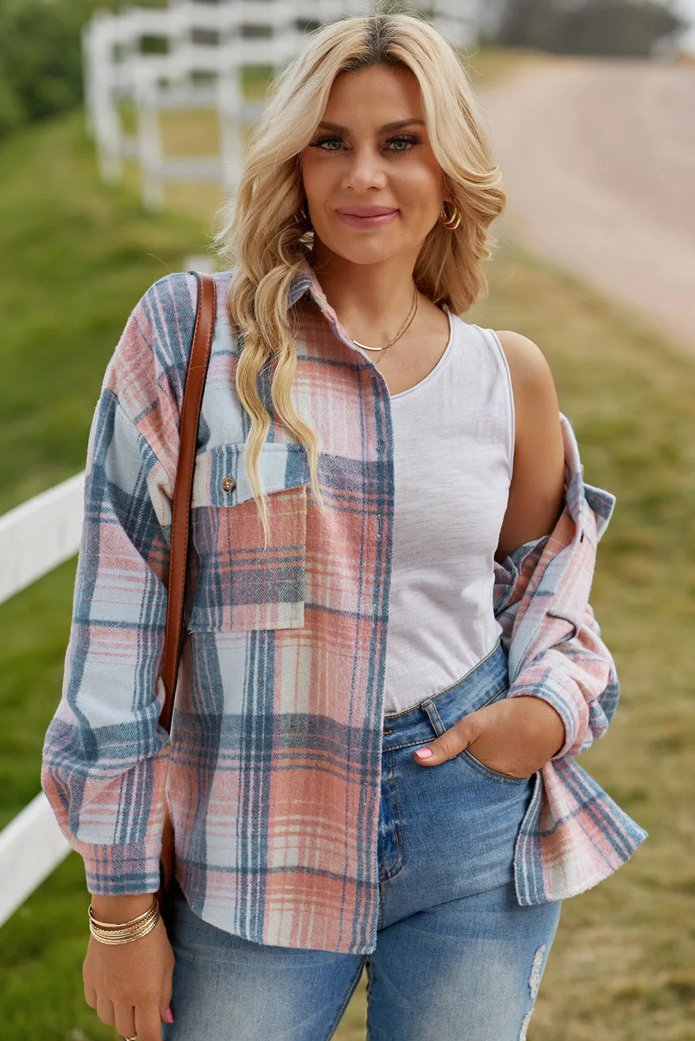 Plaid Dropped Shoulder Shacket