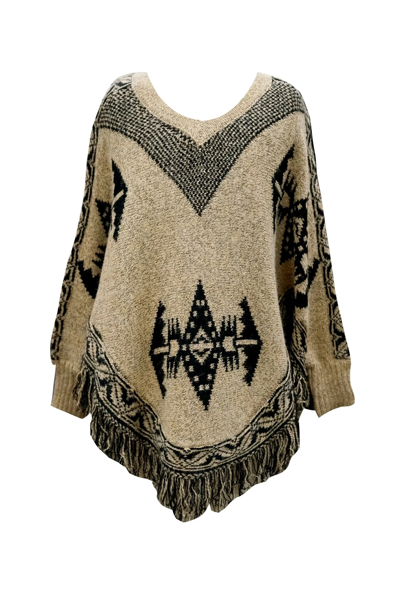 Printed Poncho Sweater (R19217)