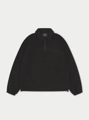 QUARTER ZIP PULL OVER SHACKET - BLACK