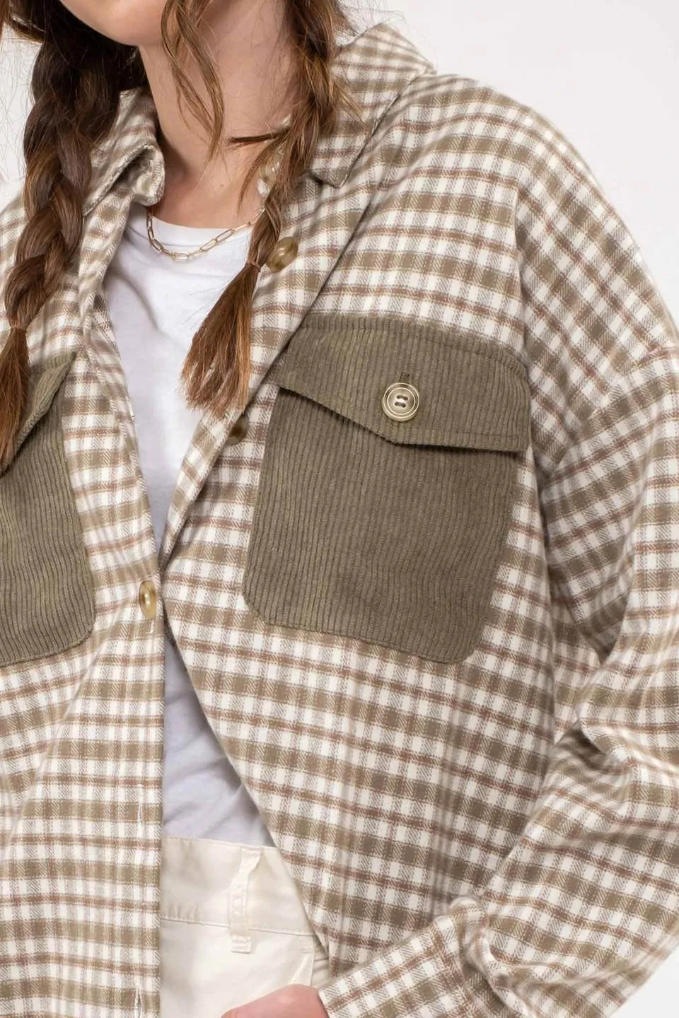 RELAXED CONTRAST PLAID SHACKET