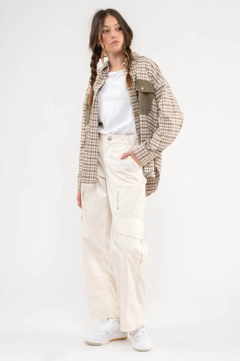 RELAXED CONTRAST PLAID SHACKET