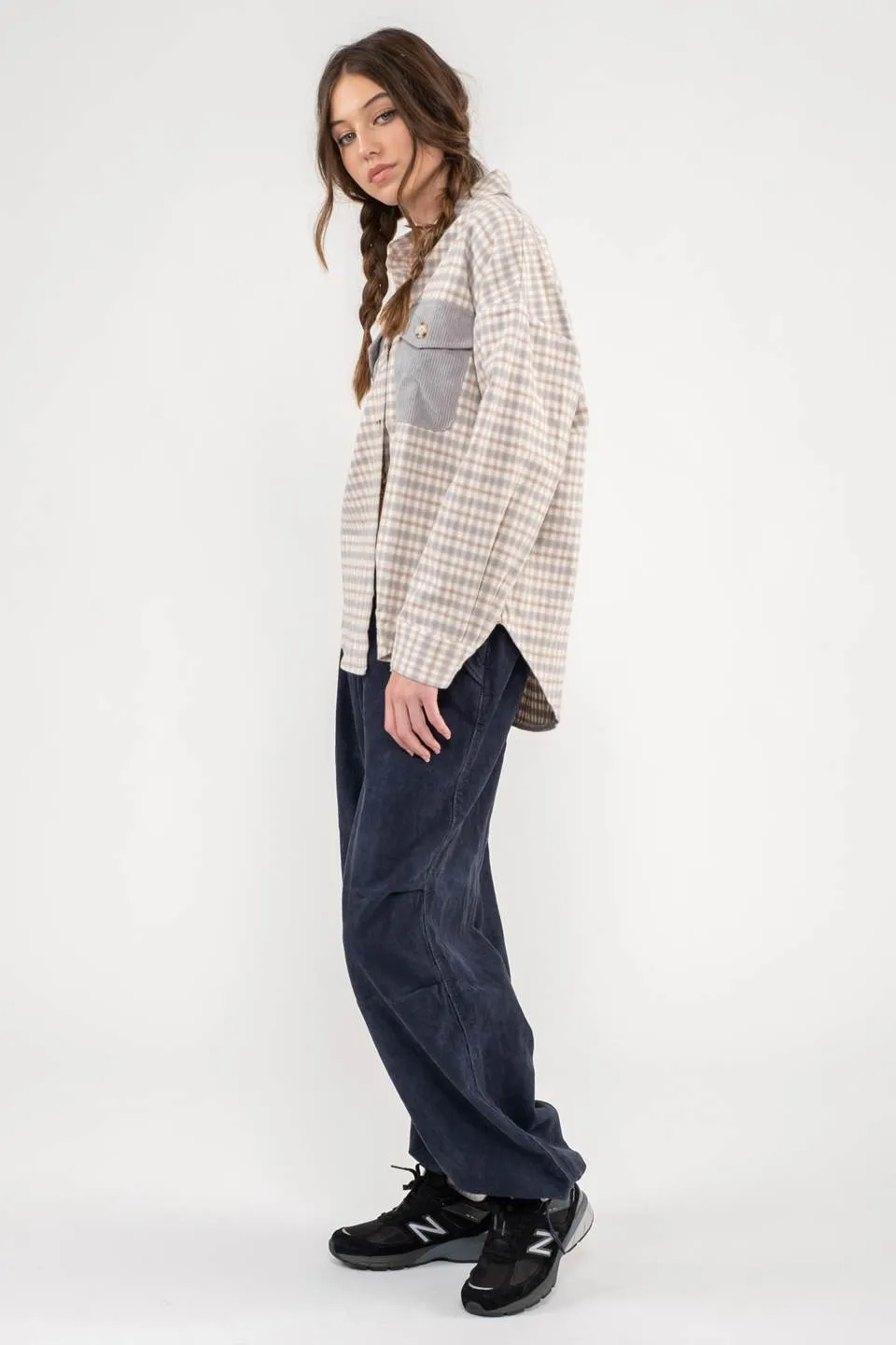 RELAXED CONTRAST PLAID SHACKET