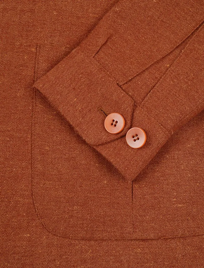 Rust Herringbone Cotton & Linen Shacket