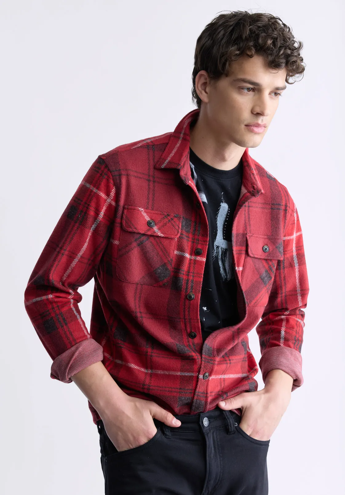 Samme Men's Plaid Blanket Shirt, Cranberry - BM24461