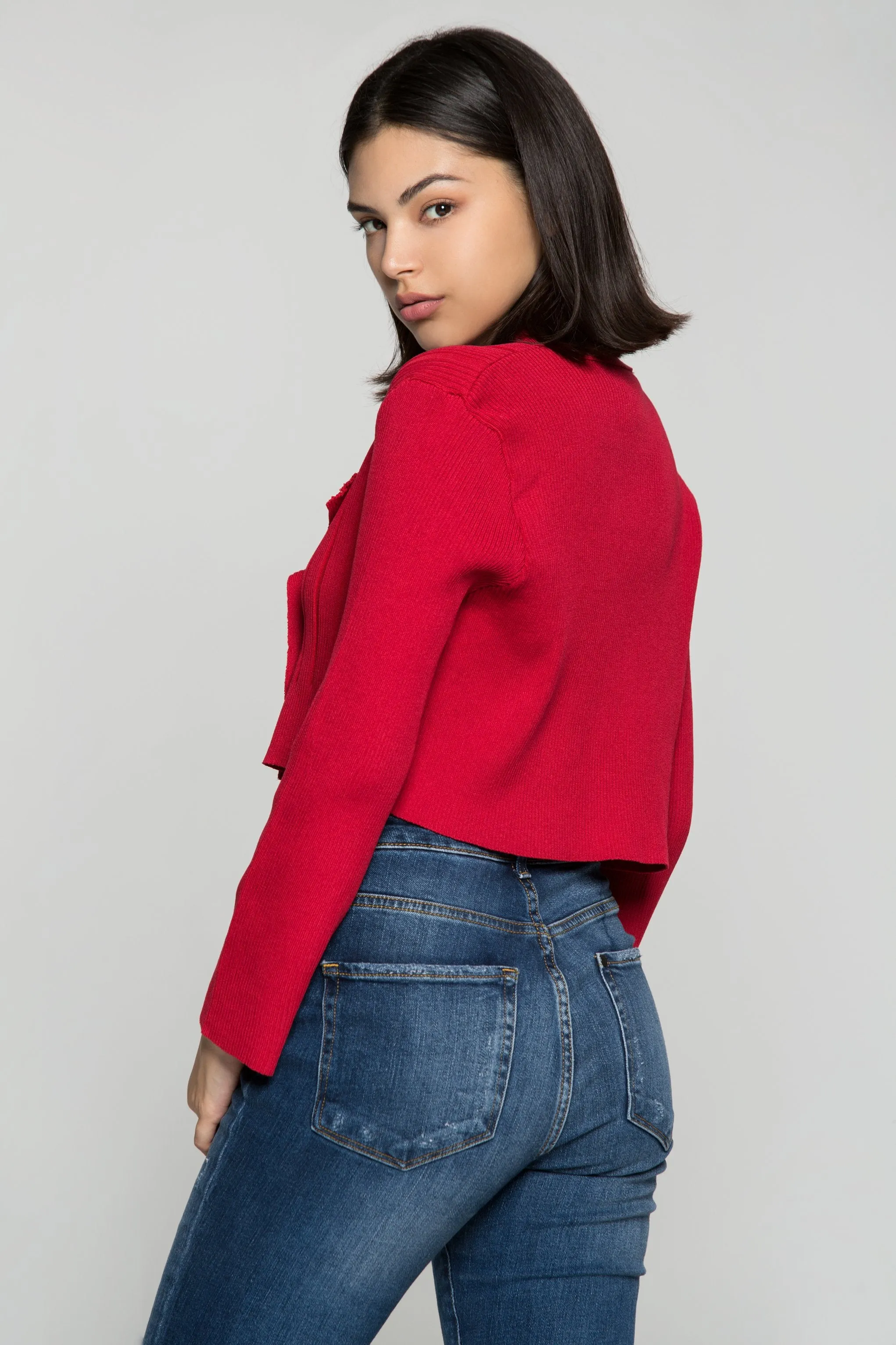 Scarlet Red Tailored Cropped Jacket