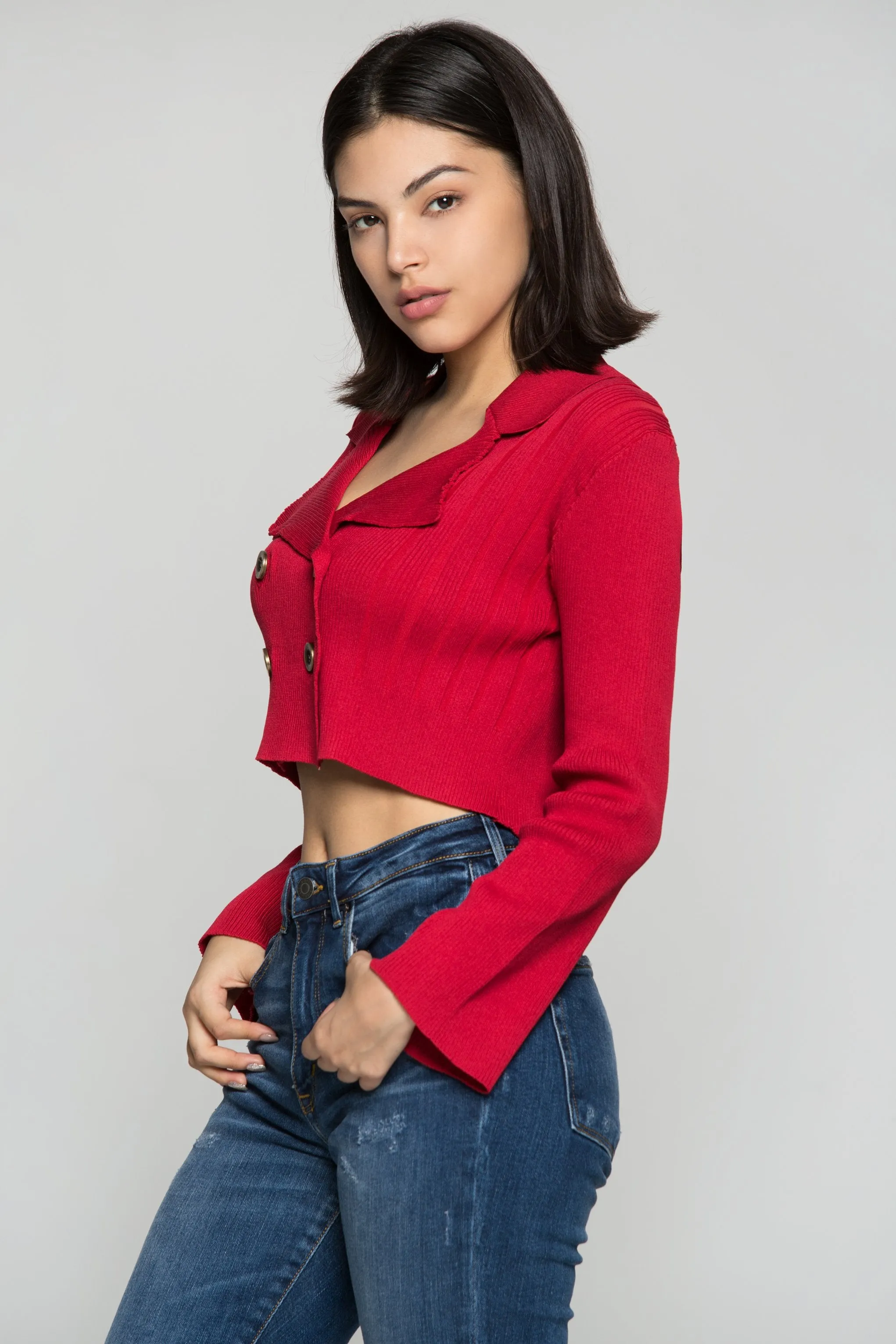 Scarlet Red Tailored Cropped Jacket