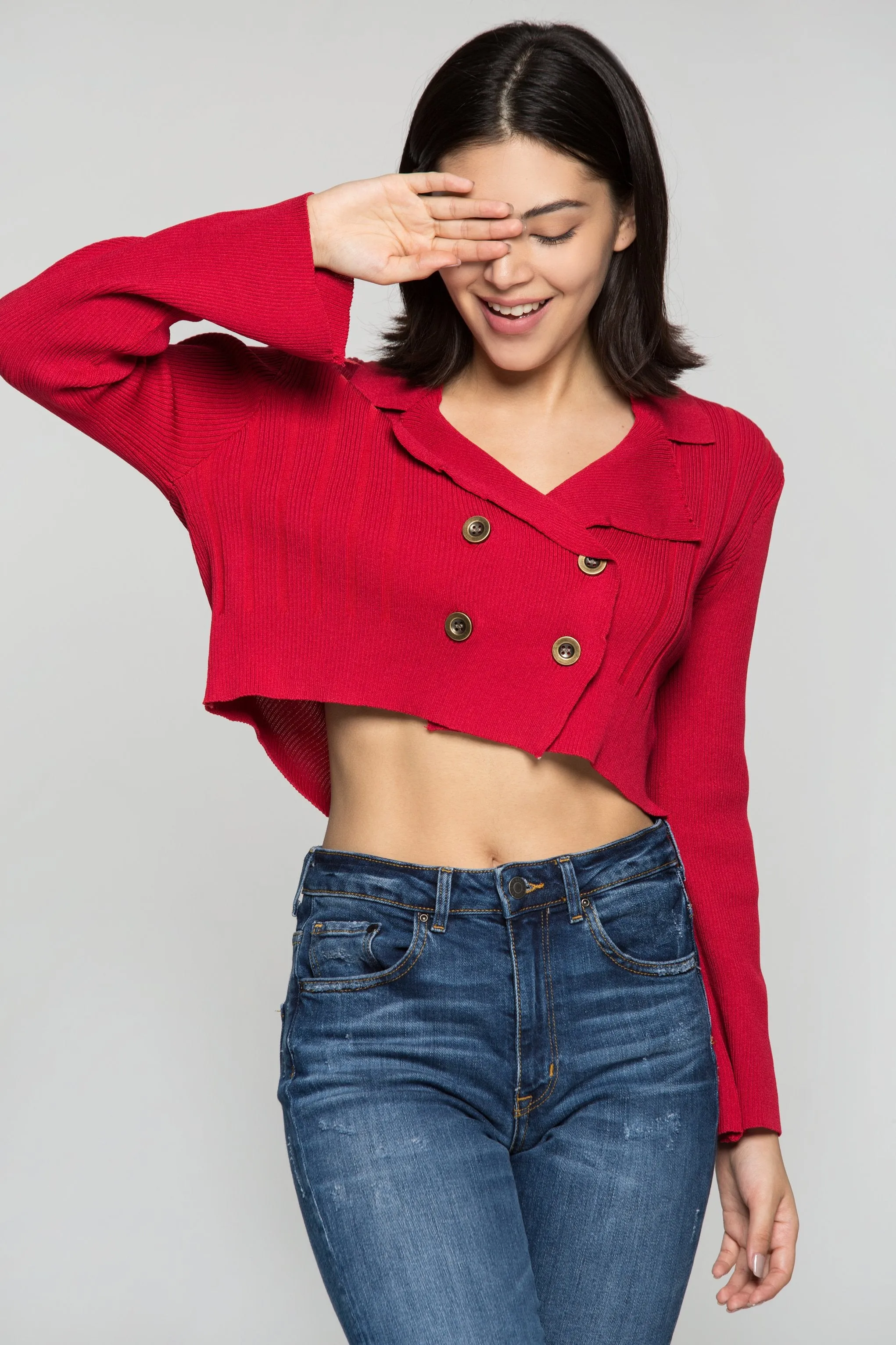 Scarlet Red Tailored Cropped Jacket