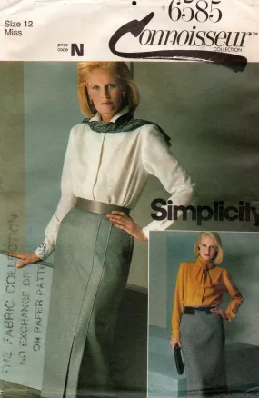 Simplicity 6585 Womens CONNOISSEUR COLLECTION Lined Bias Cut Skirts 1980s Vintage Sewing Pattern Size 12 UNCUT Factory Folded