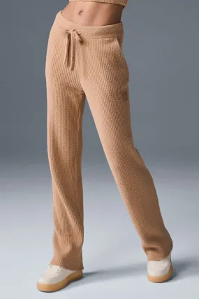 Snuggle Up Sweater High-Waist Wide Leg Pant - Toasted Almond