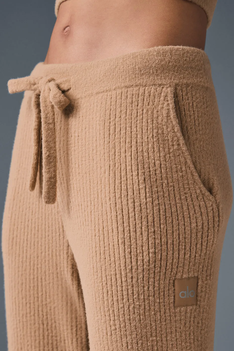 Snuggle Up Sweater High-Waist Wide Leg Pant - Toasted Almond