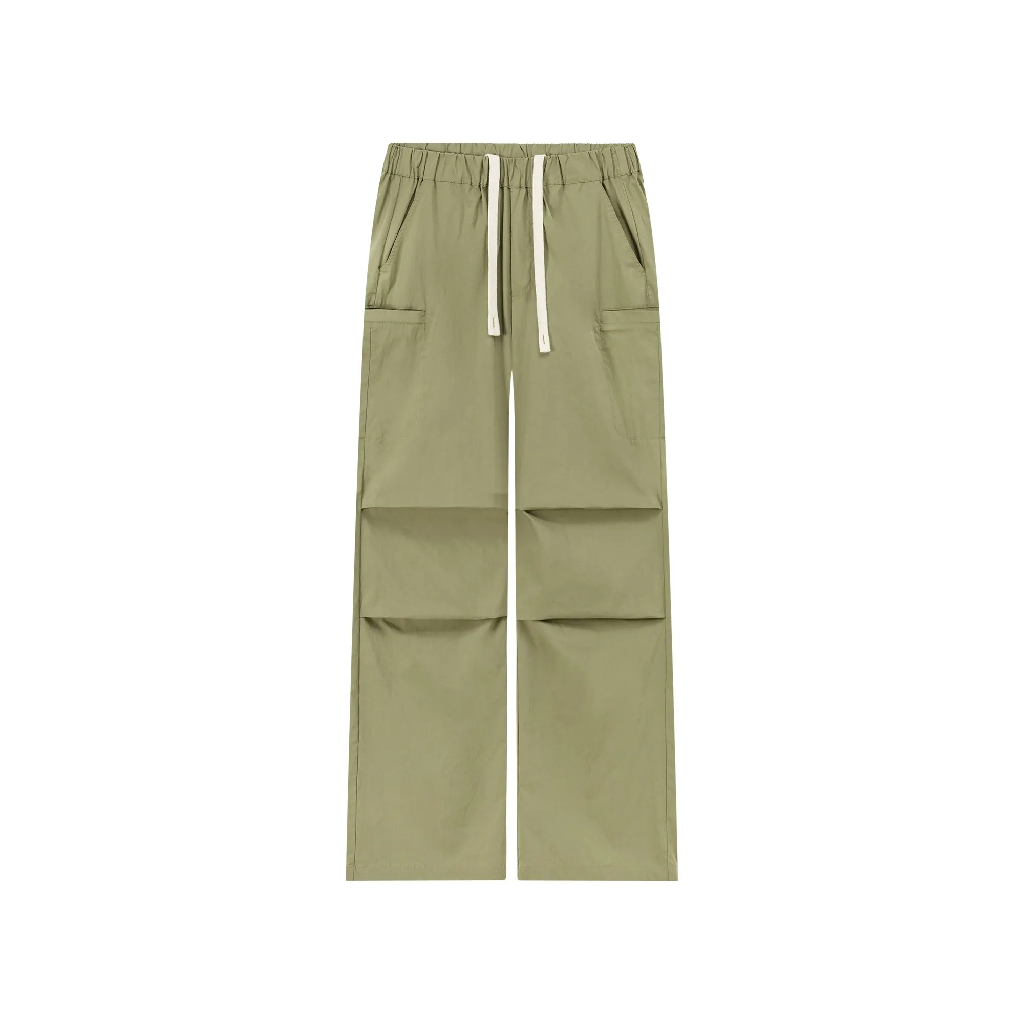 Solid Color Drawstring Casual Cargo Pants