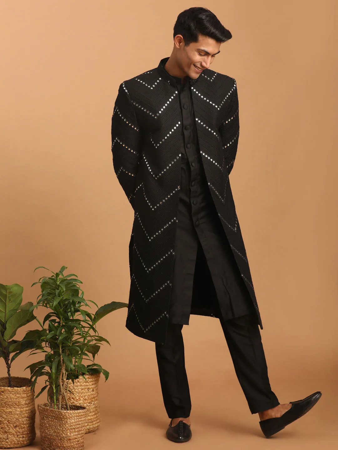 Vastramay Black Solid Kurta Pant Combo