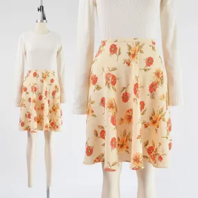 Vintage 90s Dark Cream Floral Eddie Bauer Full Skater Circle Mini Skirt size M