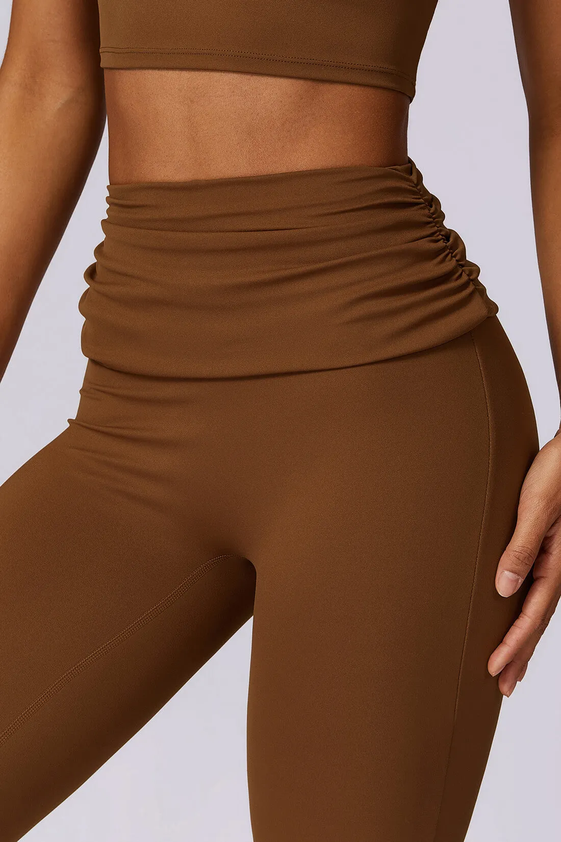 Waist Pull Pleat Flared Leg Yoga pants