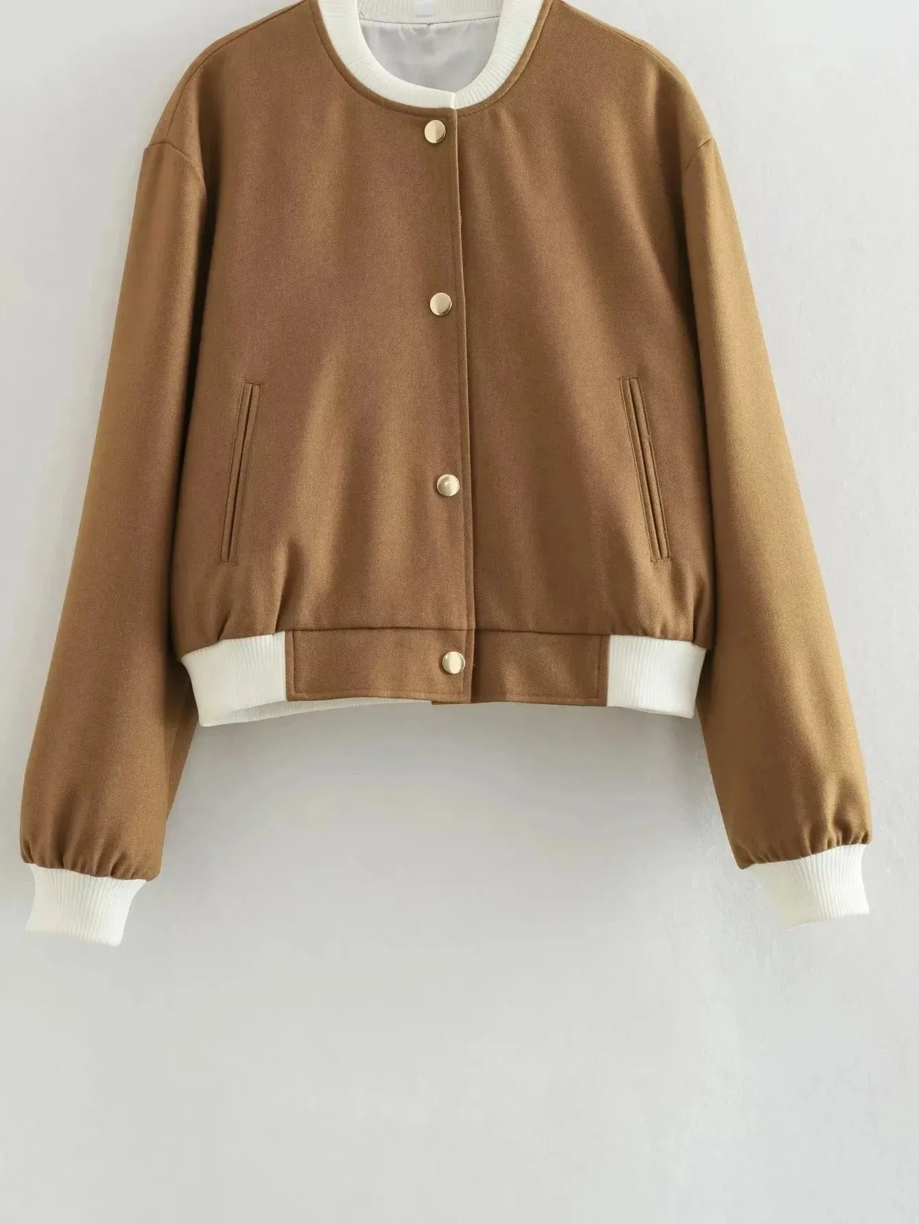 Women Cropped Jacket with Gold-Tone Accents