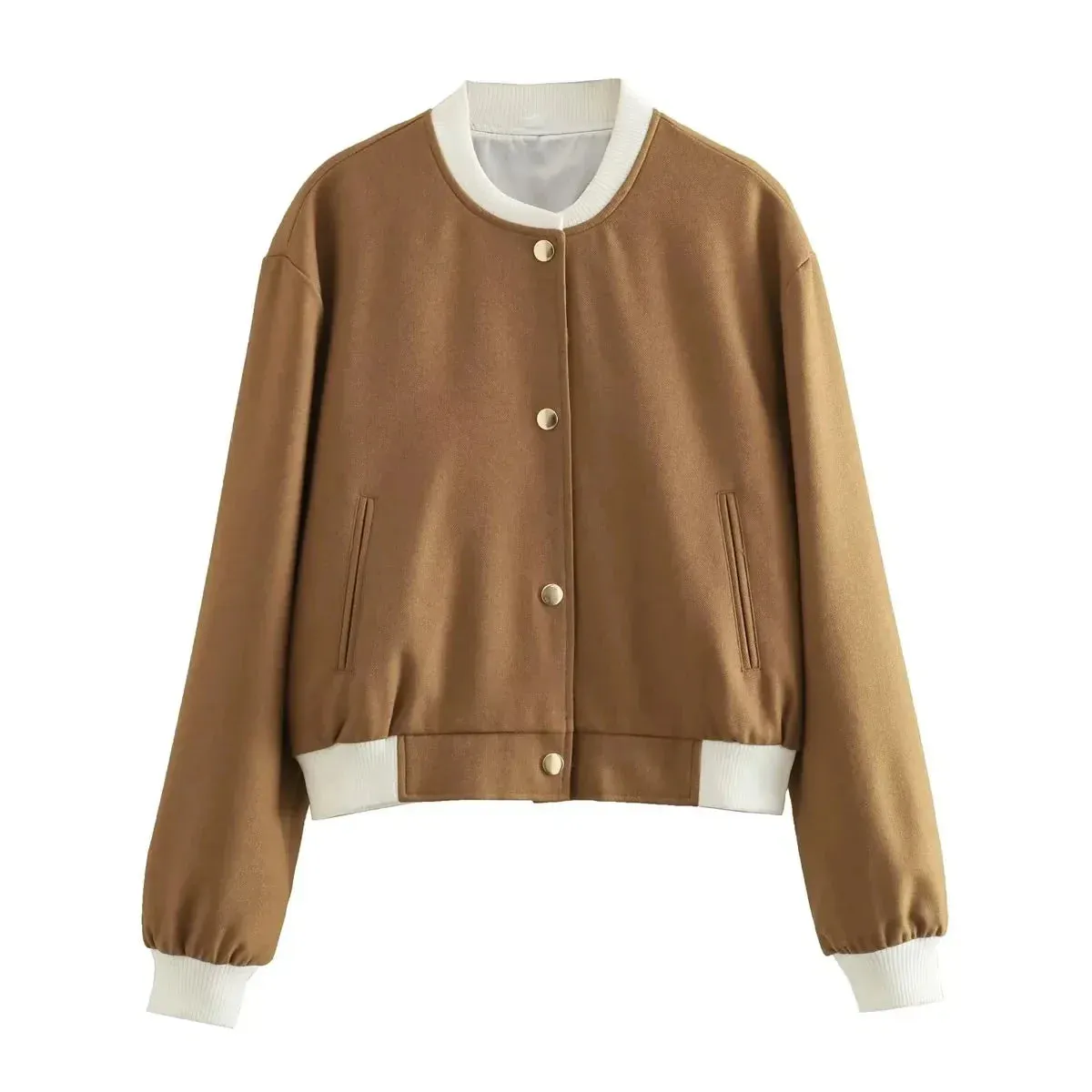 Women Cropped Jacket with Gold-Tone Accents