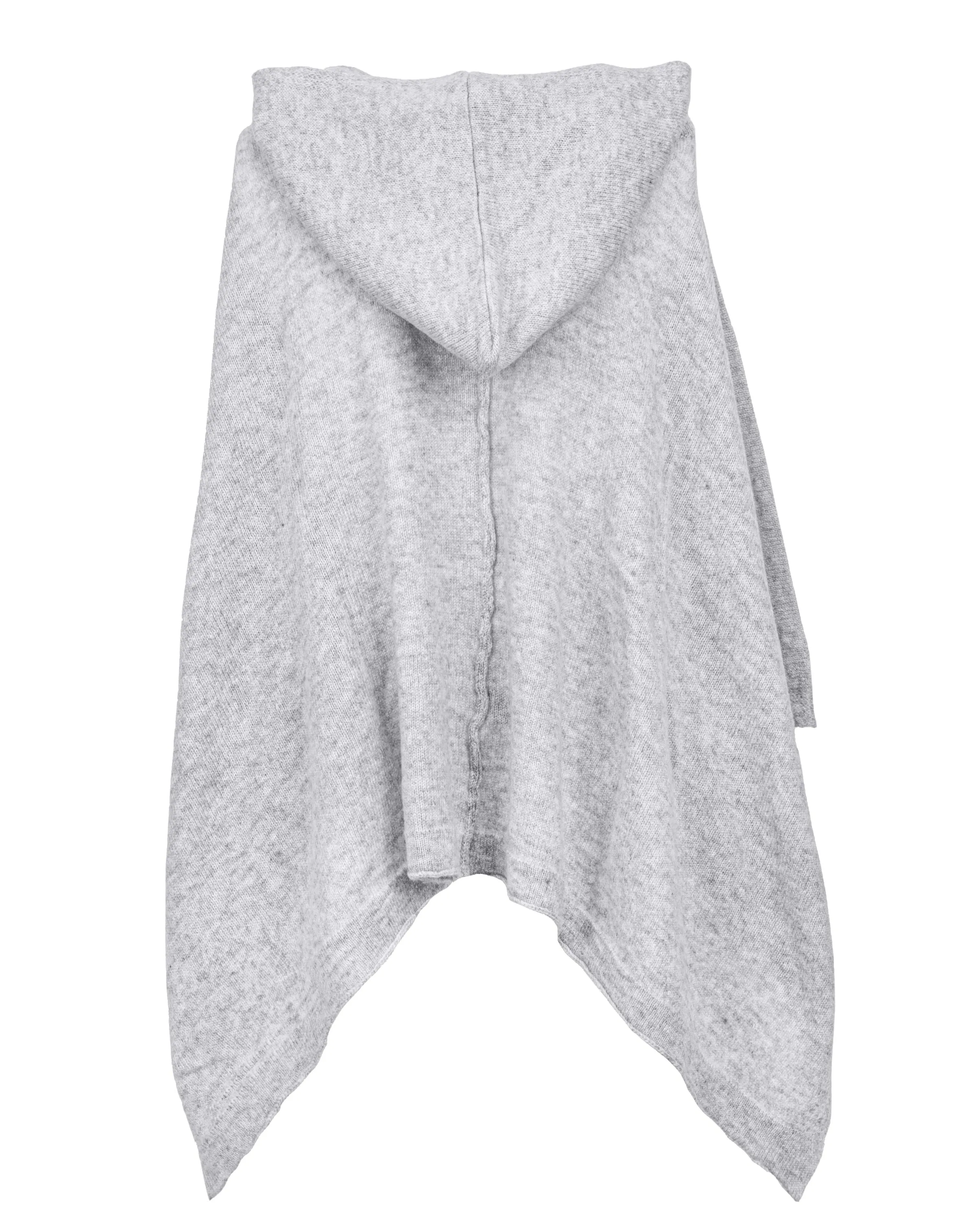 Womens's Cashmere Button Hoodie Poncho Light Gray