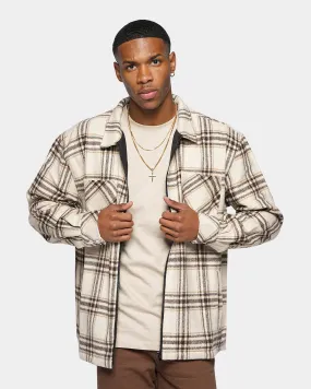 XXIII Vitus Zip Up Flannel Shacket Cream/Brown