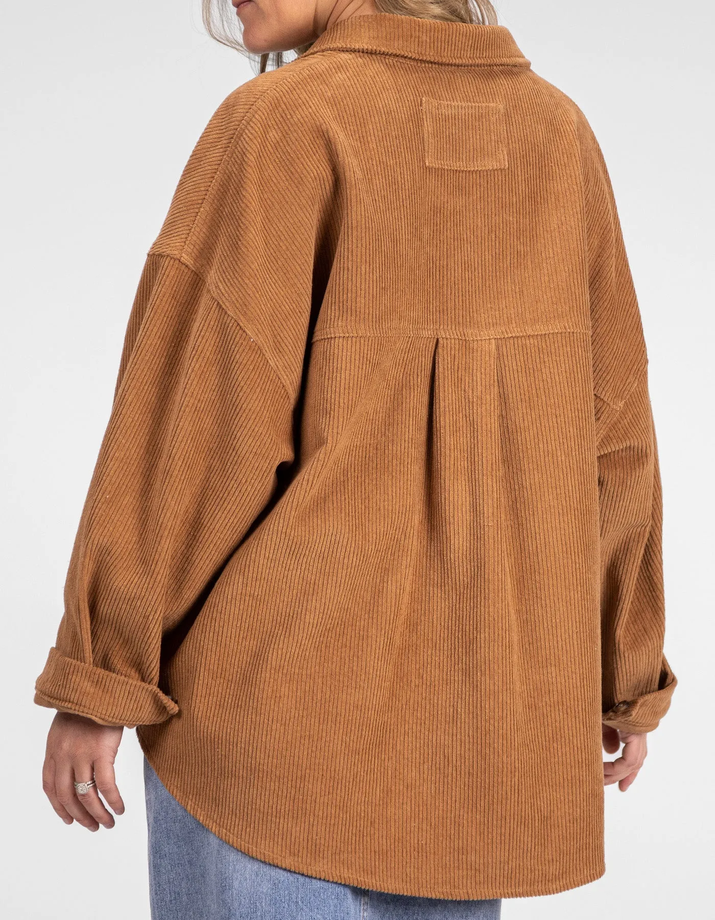 Yarra Oversized Cord Shacket in Tan